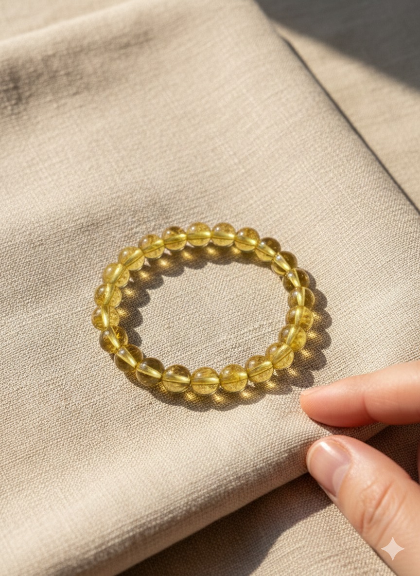Natural gemstone bracelet on linen
